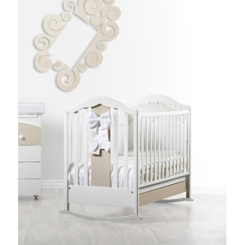 Raffaello bērnu gultiņa ar šūpuli Fiocco bicolor (beige)