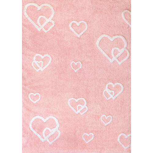 Aratextil Corazones rosa mazgājamais paklājs no 100% kokvilnas