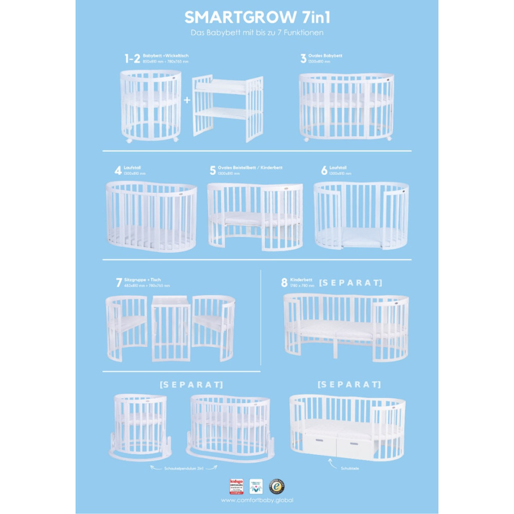 Comfortbaby Smartgrow Gulta-transformers 7 in1 White Comfortbaby Smartgrow Gulta-transformers 7 in1 White